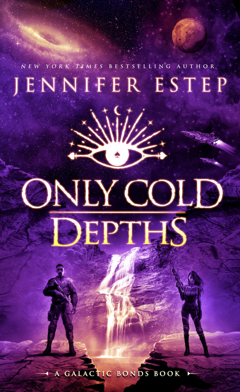 Only Cold Depths ebook cover art with a couple on a purple background