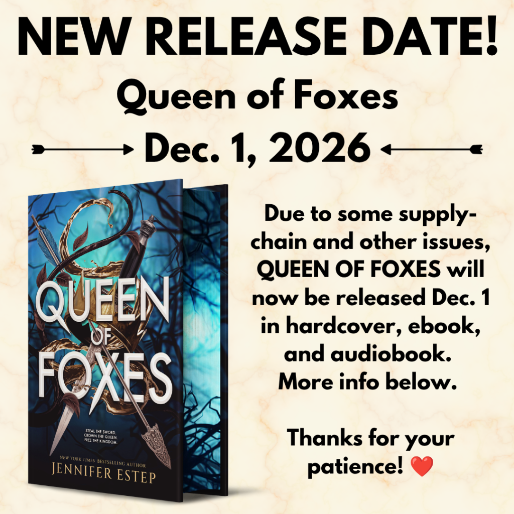 Info box with Dec. 1 release date change for Queen of Foxes
