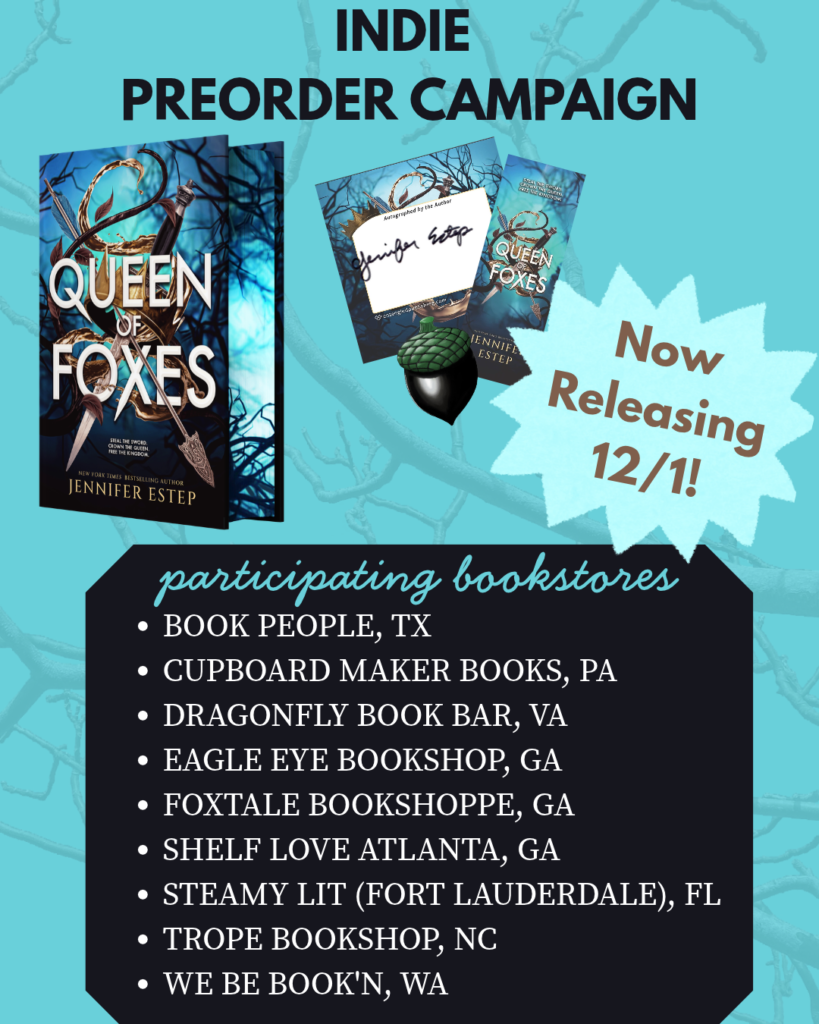 Info graphic for indie bookstore campaign for Queen of Foxes