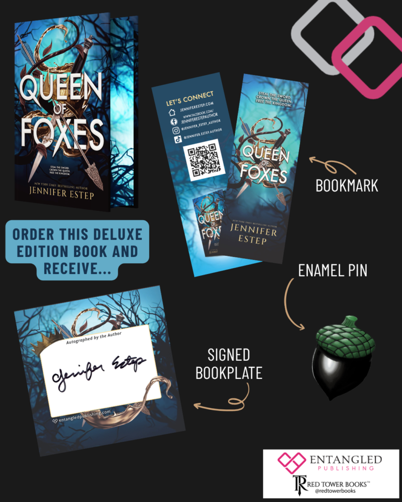 Queen of Foxes bookstore pre-order campaign info graphic
